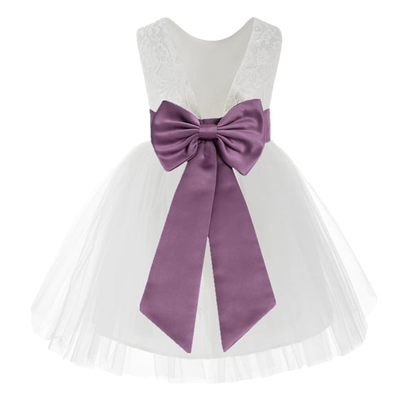 Ekidsbridal White Backless Lace V-Back Holy Communion Baptism Christening Dress for Flower Girls 206T 6