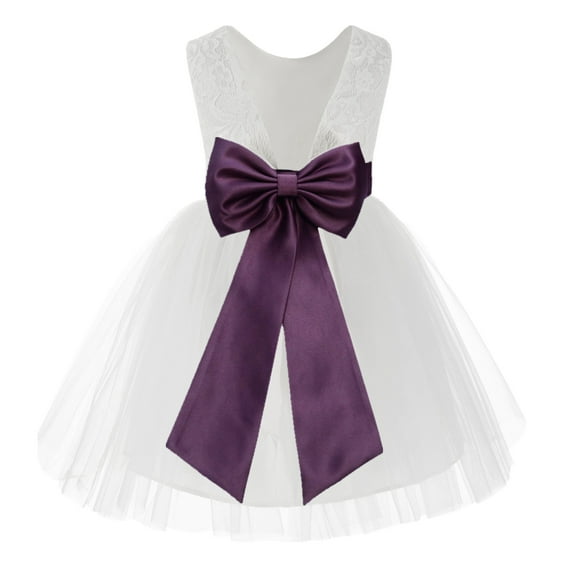 Ekidsbridal White Backless Lace V-Back Holy Communion Baptism Christening Dress for Flower Girls 206T 6