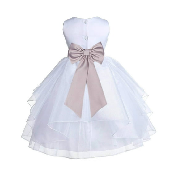 Ekidsbridal White Biscotti Shimmering Organza Flower Girl Dress Junior Bridesmaid Wedding Pageant Communion Baptism Gown 4613T M