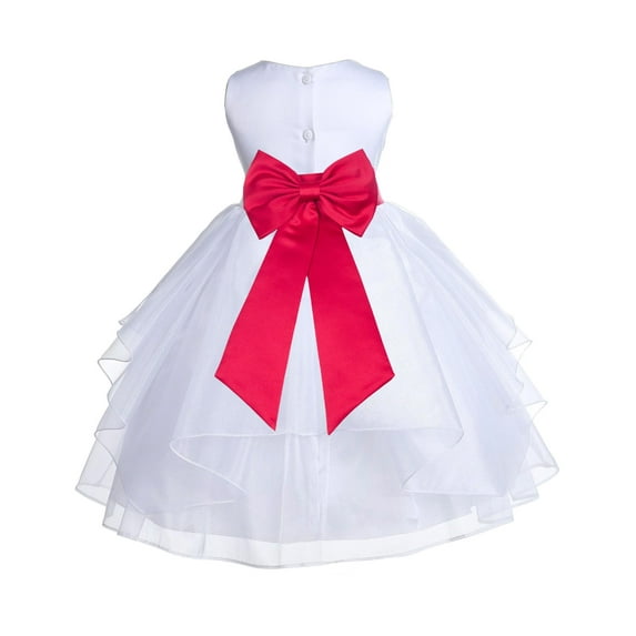 Ekidsbridal White Cherry Red Shimmering Organza Flower Girl Dress Junior Bridesmaid Wedding Pageant Communion Baptism Gown 4613T 2