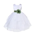 thumbnail image 1 of Ekidsbridal White Clover Green Shimmering Organza Flower Girl Dress Junior Bridesmaid Wedding Pageant Communion Baptism Gown 4613T 10, 1 of 2