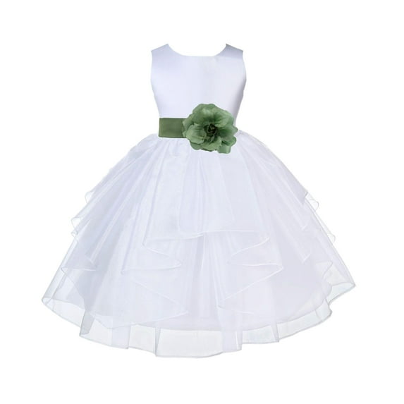 Ekidsbridal White Clover Green Shimmering Organza Flower Girl Dress Junior Bridesmaid Wedding Pageant Communion Baptism Gown 4613T 10