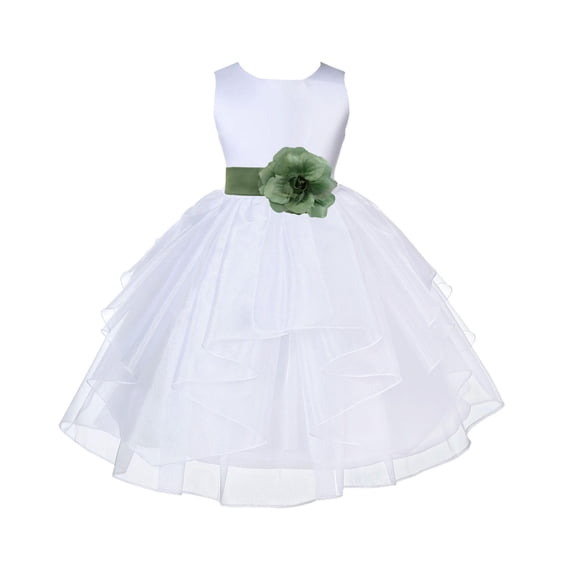 Ekidsbridal White Clover Green Shimmering Organza Flower Girl Dresses for Toddlers Wedding Beauty Pageant Communion Baptism Gown 4613S 8