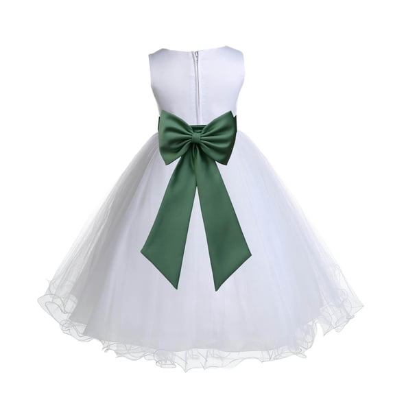 Ekidsbridal White Clover Tulle Rattail Edge Flower Girl Dress Christening Formal Evening Gown for Photoshoots 829T 10