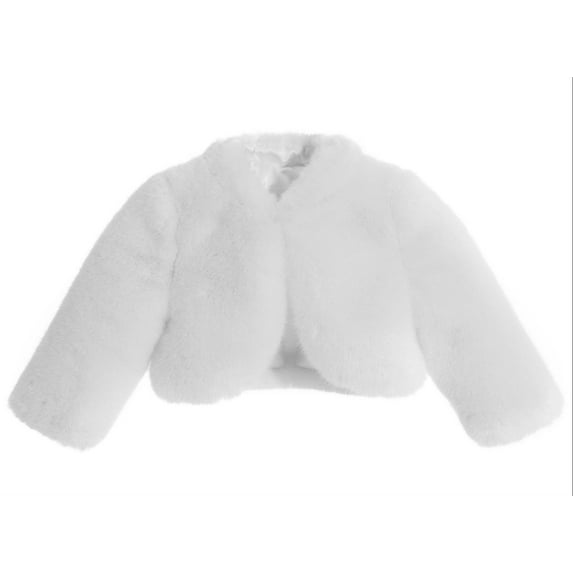 Ekidsbridal White Faux Fur Capes Junior Flower Girl Bolero Cozy Fur Jacket 10