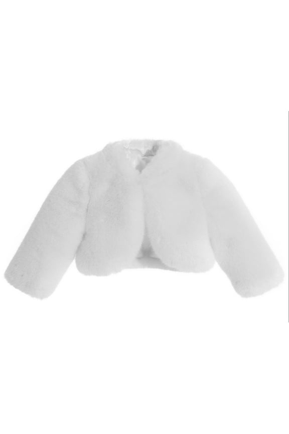 White Faux Fur Capes Junior Flower Girl Bolero Cozy Fur Jacket 10
