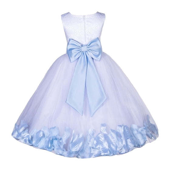 Ekidsbridal White Floral Lace Bodice Rose Petal Tulle Formal Flower Girl Dress Formal Photoshoot Beauty Pageant Christening Gown 165T 4