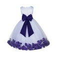 thumbnail image 1 of Ekidsbridal White Floral Lace Bodice Rose Petal Tulle Formal Flower Girl Dress Formal Photoshoot Beauty Pageant Christening Gown 165T M, 1 of 3