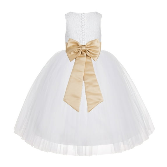 Ekidsbridal White Floral Lace Junior Flower Girl Dress Christening Communion Gown for Church Toddlers LG7noFT 3