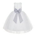 thumbnail image 1 of Ekidsbridal Girl Communion Dress - Floral Lace White Tutu with Bow Sash LG7noFT-A (Size: M-10), 1 of 3