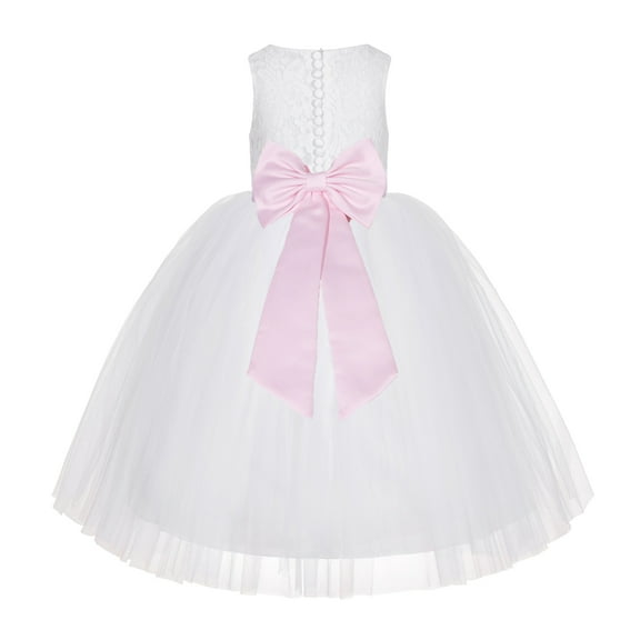 Ekidsbridal White Floral Lace Flower Girl Dress Wedding Mini Bridal Gown Formal Photoshoot Father Daughter Dance LG7noFT 10