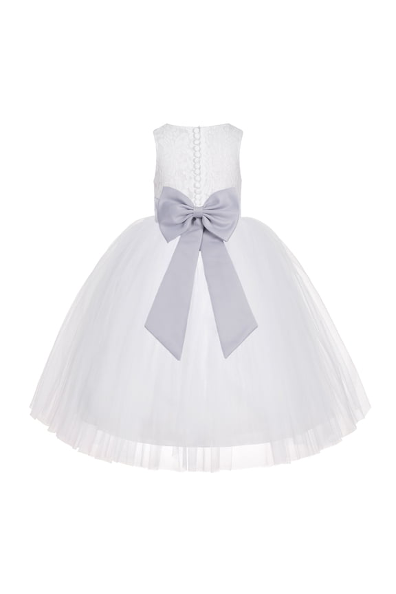 White Floral Lace Flower Girl Dress Wedding Mini Bridal Gown Formal Photoshoot Father Daughter Dance LG7noFT 2