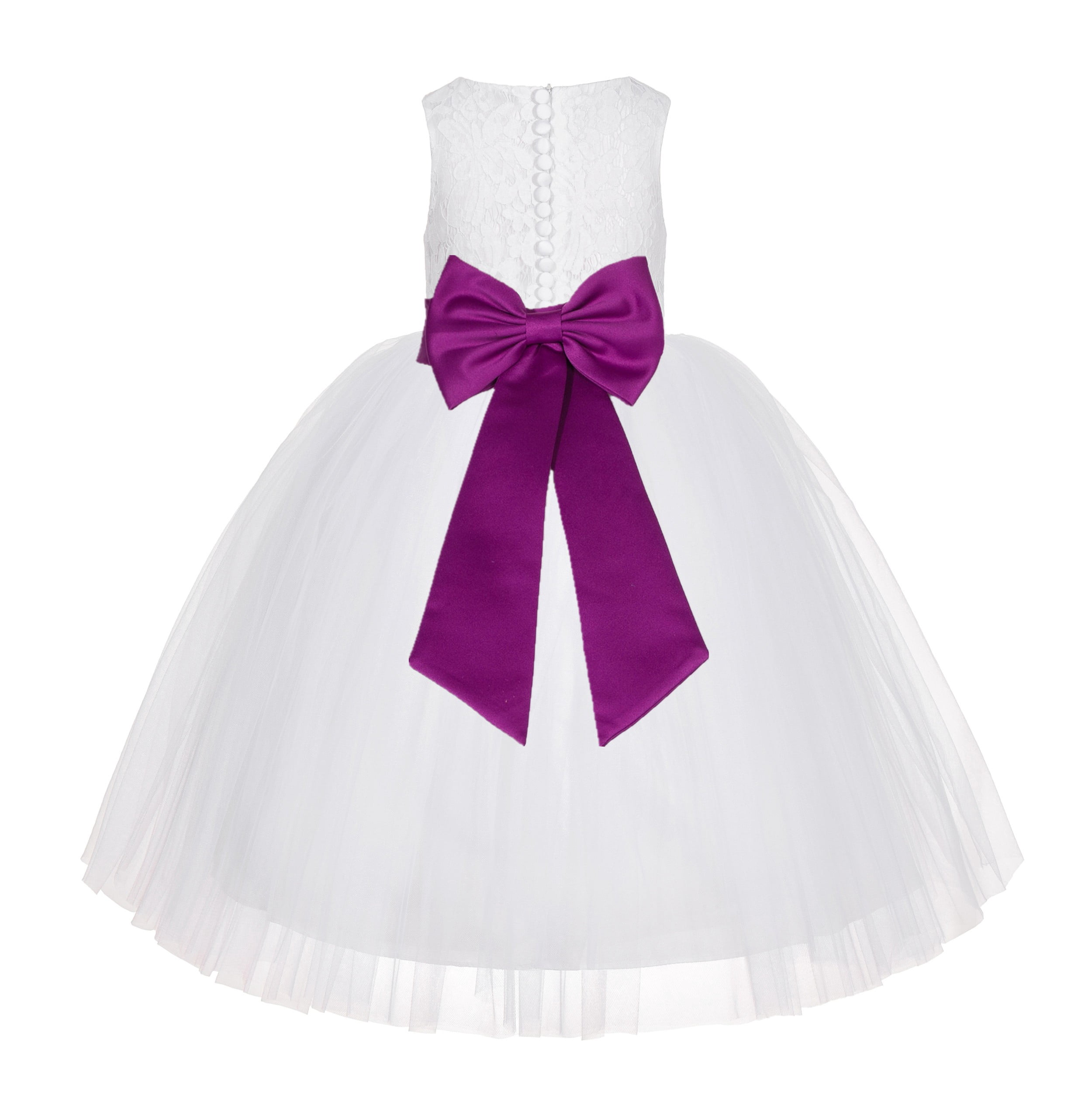 White Embroidery Flower Girl Wedding Dress for Little Girls