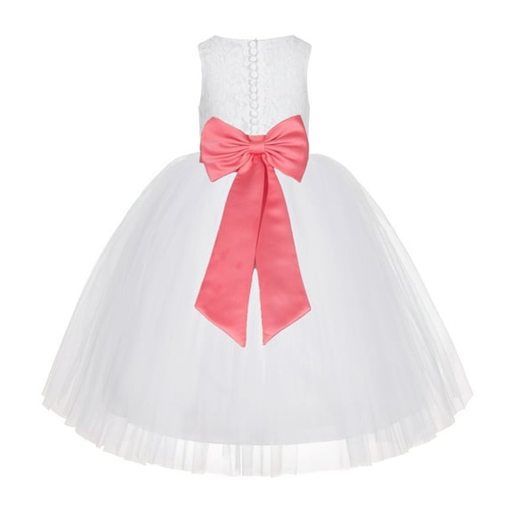 Ekidsbridal White Floral Lace Flower Girl Dress Wedding Mini Bridal Gown Formal Photoshoot Father Daughter Dance LG7noFT 3