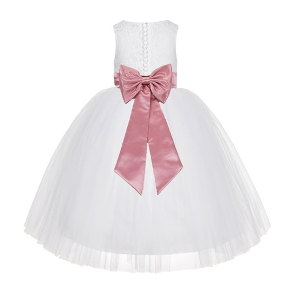 Ekidsbridal White Floral Lace Flower Girl Dress Wedding Mini Bridal Gown Formal Photoshoot Father Daughter Dance LG7noFT 4