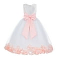 thumbnail image 1 of Ekidsbridal White Floral Lace Heart Cutout Flower Girl Dress with Petals Wedding Pageant Recital Communion Baptism Holiday 185T M, 1 of 3