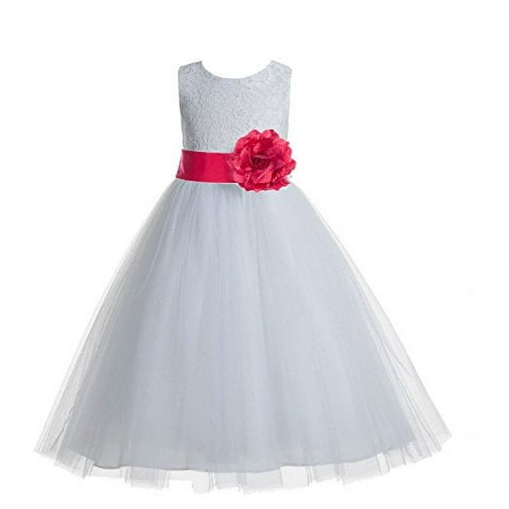 Ekidsbridal White Floral Lace Heart Cutout Flower Girl Dresses Formal Photoshoot Birthday Party Gown 172T 10