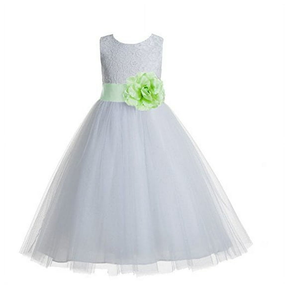 Ekidsbridal White Floral Lace Heart Cutout Formal Flower Girl Dress Father Daughter Dance Recital Graduation Ceremony 172T 14