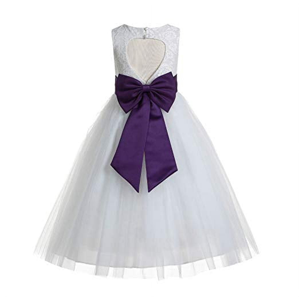 Ekidsbridal White Floral Lace Heart Cutout Formal Flower Girl Dress Father  Daughter Dance Recital Graduation Ceremony 172T 10 - Walmart.com