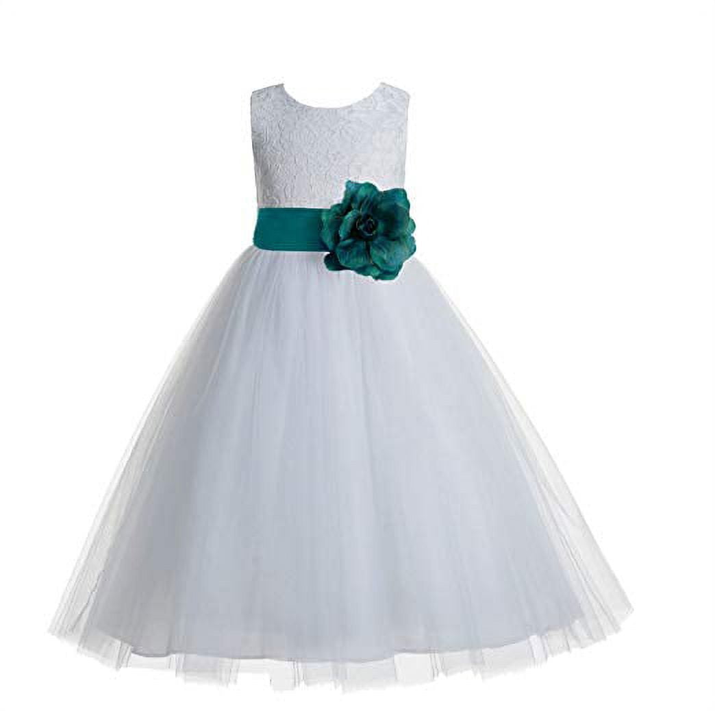 Girls Premium Floral Embroidered Frock – Off White Designer Party Dress