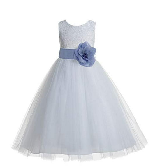 Ekidsbridal White Floral Lace Heart Cutout Formal Flower Girl Dress Father Daughter Dance Recital Graduation Ceremony 172T 14