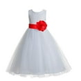 thumbnail image 1 of Ekidsbridal White Floral Lace Heart Cutout Formal Flower Girl Dress Father Daughter Dance Recital Graduation Ceremony 172T 2, 1 of 2