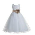 thumbnail image 1 of Ekidsbridal White Floral Lace Heart Cutout Formal Flower Girl Dress Father Daughter Dance Recital Graduation Ceremony 172T 4, 1 of 2