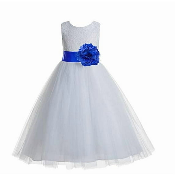 Ekidsbridal White Floral Lace Heart Cutout Formal Flower Girl Dress Father Daughter Dance Recital Graduation Ceremony 172T 6