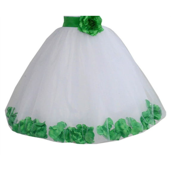 Ekidsbridal White Floral Lace Heart Cutout with Petals Flower Girl Dress Formal Photoshoot Father Daughter Dance Ballroom Gown 185T M