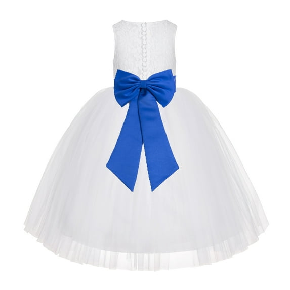 Ekidsbridal White Floral Lace Junior Flower Girl Dress Christening Communion Gown for Church Toddlers LG7noFT 2
