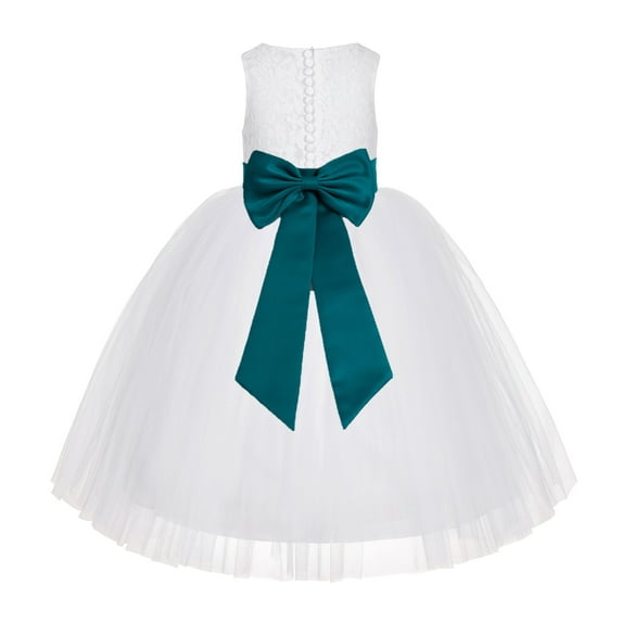 Ekidsbridal White Floral Lace Junior Flower Girl Dress Christening Communion Gown for Church Toddlers LG7noFT 2