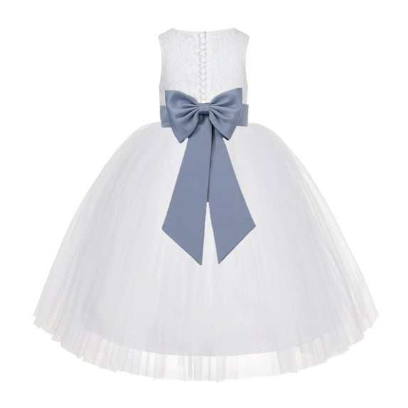 Ekidsbridal White Floral Lace Junior Flower Girl Dress Christening Communion Gown for Church Toddlers LG7noFT 4