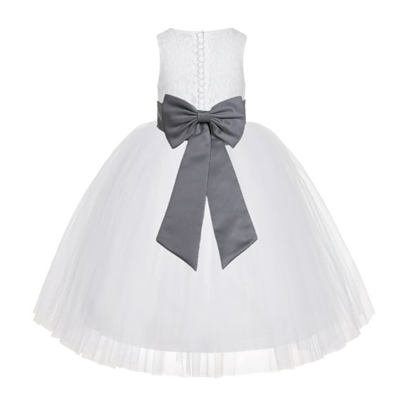 Ekidsbridal White Floral Lace Junior Flower Girl Dress Christening Communion Gown for Church Toddlers LG7noFT 4