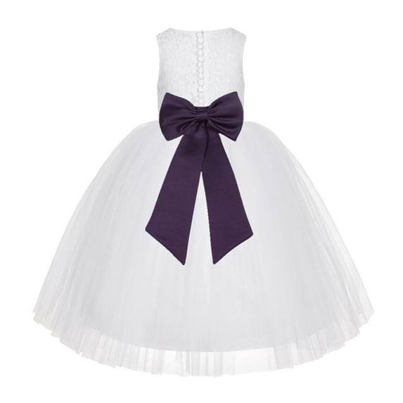 Ekidsbridal White Floral Lace Junior Flower Girl Dress Christening Communion Gown for Church Toddlers LG7noFT 5