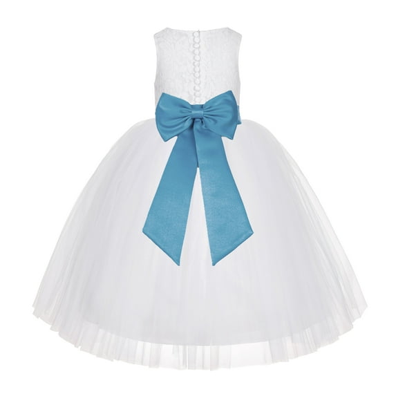 Ekidsbridal White Floral Lace Junior Flower Girl Dress Christening Communion Gown for Church Toddlers LG7noFT 8
