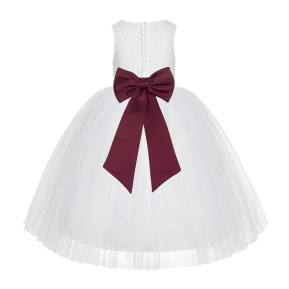 Ekidsbridal White Floral Lace Flower Girl Dress Wedding Mini Bridal Gown Formal Photoshoot Father Daughter Dance LG7noFT M