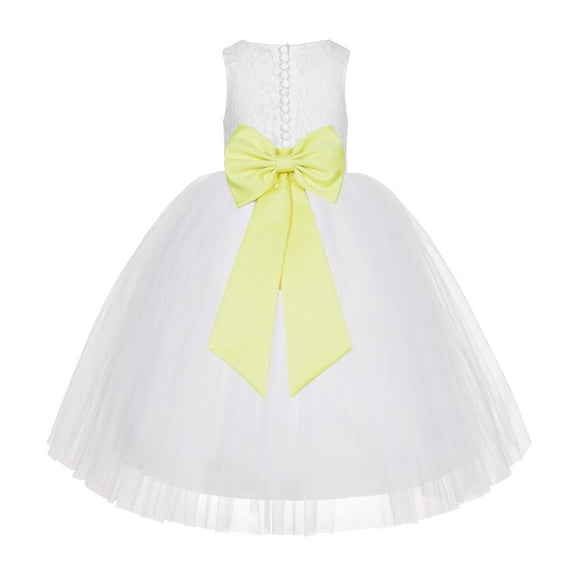 Ekidsbridal White Floral Lace Junior Flower Girl Dress Christening Communion Gown for Church Toddlers LG7noFT M