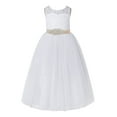 thumbnail image 1 of Ekidsbridal White Floral Lace Neck A-Line Keyhole Back Flower Girl Dress Pretty Princess 178R3 4, 1 of 2