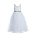 thumbnail image 1 of Ekidsbridal White Floral Lace Scoop Neck A-Line Flower Girl Dresses Keyhole Back Pretty Princess Father Daughter Dance 178 10, 1 of 3