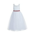 thumbnail image 1 of Ekidsbridal White Floral Lace Scoop Neck A-Line Flower Girl Dresses Keyhole Back Pretty Princess Father Daughter Dance 178 4, 1 of 3