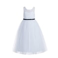 thumbnail image 1 of Ekidsbridal White Floral Lace Scoop Neck A-Line Flower Girl Dresses Keyhole Back Pretty Princess Father Daughter Dance 178 6, 1 of 3