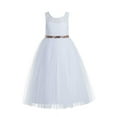 thumbnail image 1 of Ekidsbridal White Floral Lace Scoop Neck A-Line Flower Girl Dresses Keyhole Back Pretty Princess Father Daughter Dance 178 6, 1 of 3