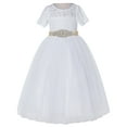 thumbnail image 1 of Ekidsbridal White Floral Lace Tulle Flower Girl Dress Junior Prom Ballroom Dance Recital Gown for Toddlers LG2R3 5, 1 of 3