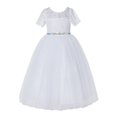 thumbnail image 1 of Ekidsbridal White Floral Lace Tulle Flower Girl Dresses for Toddler Girls Social Events Birthday Party Pageant Gown LG2R4 4, 1 of 3