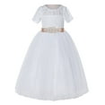 thumbnail image 1 of Ekidsbridal White Floral Lace Tulle Wedding Flower Girl Dress for Toddlers Communion Baptism Social Events LG2R3 3, 1 of 3