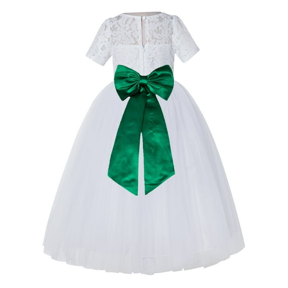 Ekidsbridal White Floral Lace Vintage Flower Girl Dresses Beauty Pageant Wedding Tulle Gown LG2T 10