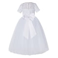 thumbnail image 1 of Ekidsbridal Girl Pageant Flower Girl Dress - White Lace Short Sleeve with Bow Sash LG2T-A (Size: 2-12), 1 of 3
