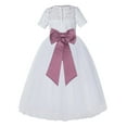 thumbnail image 1 of Ekidsbridal White Floral Lace Vintage Flower Girl Dresses Beauty Pageant Wedding Tulle Gown LG2T 4, 1 of 3