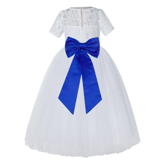 Ekidsbridal White Floral Lace Vintage Flower Girl Dresses Beauty Pageant Wedding Tulle Gown LG2T 4