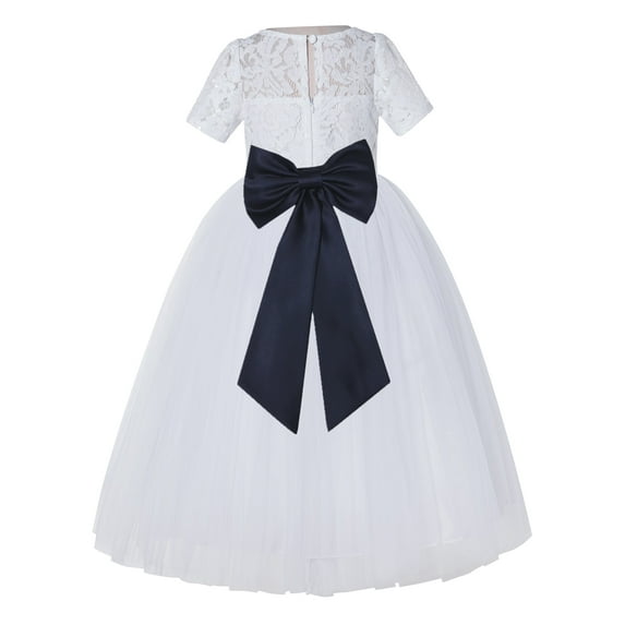 Ekidsbridal White Floral Lace Vintage Flower Girl Dresses Beauty Pageant Wedding Tulle Gown LG2T 5
